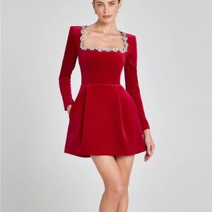 NADINE MERABI Red Long Sleeve Dress